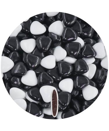 EinsSein 1 kg chocolate wedding heart dragees mixed medium white-black glossy sweets christening communion almonds feter and
