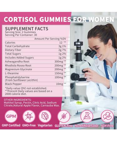 Cortisol Gummies for Women Cortisol Supplements for Women-Relaxation and Mood Cortisol Reducer with Ashwagandha Rhodiola Rosea etc. Cortisol Manager Gummies Vegan Apple Flavor 60 Count 60 Count (Pack of 1) - Buy Online on GoSupps.com