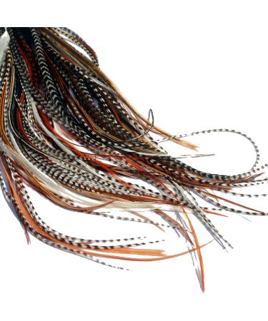 20 Long Natural Feather Hair Extensions With Rings & Application Loop (B Grade) - Mixed Naturals