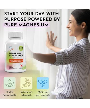 Live 5AM Magnesium Bisglycinate (Glycinate) 200mg | 240 vcaps High Absorption Magnesium Glycinate 200mg Elemental Magnesium from 1000mg Magnesium Glycinate Blend Supports Bone Health Muscle Function & Relaxation 240 count (Pack of 1) - Buy Online on GoSupps.com