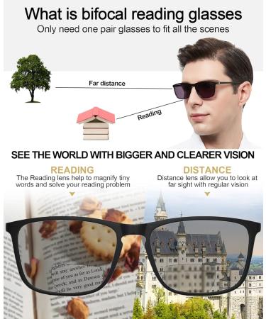 OCCI CHIARI Bifocal Reading Glasses for Men - Large UV400 Sunglasses Reader (1.0 to 4.0) - Stylish Black 2.5x - Buy Online on GoSupps.com