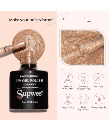 SUPWEE Magnetic Gel Nail Polish 9D Cat Eye Gel Polish Set 12 Colors Holographic Glitter Cateye Nail Gel Polish with Magnet Soak Off UV Gel Nail Art Manicure Salon 147 - Buy Online on GoSupps.com