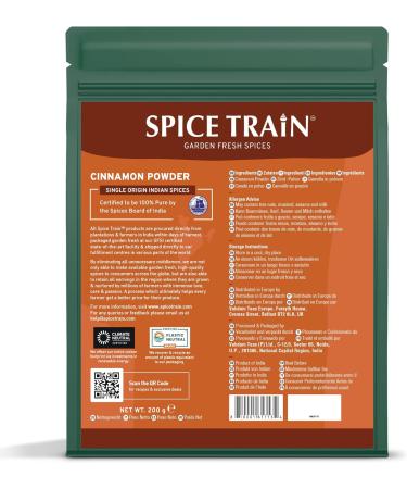 SPICE TRAIN Cinnamon Powder 200g/7oz - Non-GMO & Raw Ground Cinnamon for Cooking, Smoothies, Lattes & Tea - Buy Online on GoSupps.com