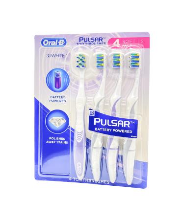 Oral-B Pulsar 3D White Advanced Bacteria Guard Toothbrushes Pack of 4 - Buy Online on GoSupps.com