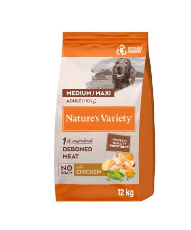 Nature's Variety Selected - Grain-Free Dry Dog Food for Medium and Large Breed Adult Dogs - with Deboned Free-Range Chicken - 12kg