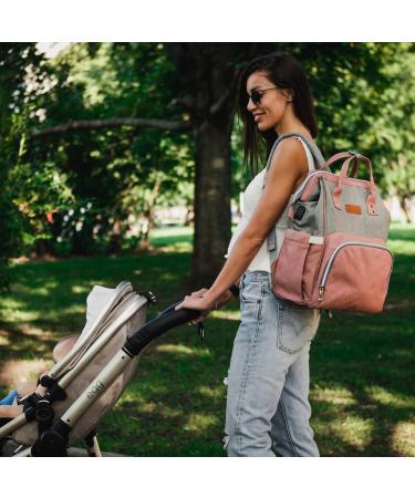 NEVEQ Babilation Wicking Pack | Large Capacity Multi-Compartment Travel Backpack for Diapers | Waterproof Baby Bag with Fan & Flasher - Gray & Pink - Buy Online on GoSupps.com