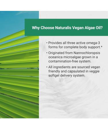 Naturalis Vegan Omega 3 DHA EPA & DPA from Algae | Vegan Society Certified Sustainably Sourced True Full Spectrum | 120 Veggie Softgels (Carrageenan Free) 120 Count (Pack of 1) - Buy Online on GoSupps.com