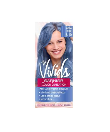 Garnier Color Sensation Vivids Blue Hair Dye Permanent 6.10 Aqua Blue ivory