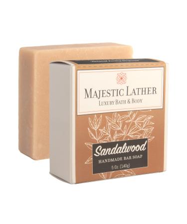 Sandalwood Luxury Bar Soap for Face & Body - Skin Soothing Gentle Cleansing Moisturizing & Nourishing. Shea Butter & Natural Oils. Cold Process. For All Skin Types. Made in the USA. 5.0 Oz. Sandalwood 5 Ounce (Pack of 1)