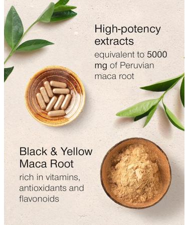 Maca Root 5000mg - Maca Root Capsules for Women & Men - High Potency Herbal Booster - Black & Yellow Macca Root Powder Extract - 90 Maca Tablets - British Made High Strength Supplement - Buy Online on GoSupps.com