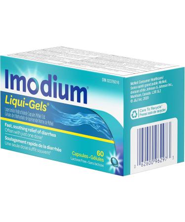 Imodium Liqui-Gels - Fast Relief of Diarrhea - Loperamide Hydrochloride - Antidiarrheal - 60 Liquid Capsules 2mg 60 Count (Pack of 1) Liquid Gels Capsules - Buy Online on GoSupps.com