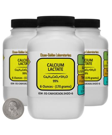 Calcium Lactate C6H10CaO6.5H2O 99% USP-FCC Food Grade Powder 1.1 Lb in Three Bottles 18 Ounce (Pack of 1)
