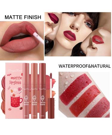 3 Pcs Nude Matte Lipstick Set Nude Lipstick Velvet Air Moisture Smooth Crayon Lip Stain Long Lasting Lipstick 24 Hour Waterproof Nourishing Lipstick with a Matte Finish  Lip Gloss Lipstick for Women (Set C) SET-C - Buy Online on GoSupps.com