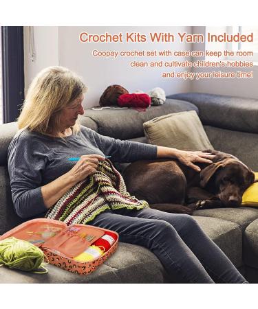 Coopay Crochet Kit: 58PCS Portable Set with Ergonomic Hooks, Yarn, and Leopard Print Case - Perfect for Beginners and Travel - Buy Online on GoSupps.com