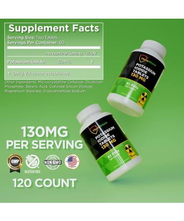 ThyroShield Potassium Iodide Tablets - 130mg Dose | Thyroid Support & Emergency Survival Supplement | USA Made KI Pills (120 Count) - Buy Online on GoSupps.com
