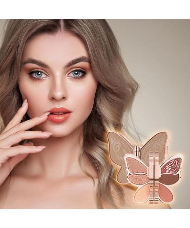 Butterfly Shape Eyeshadow Palette - Professional Nudes Warm Natural Eye Shadows Highly Pigmented | Blendable Natural 6 Colors Eyeshadow Cosmetics Kit Goforwealth Chocolate Mousse Color - Buy Online on GoSupps.com
