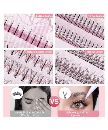MLEN DIARY 296pcs Clusters Individual Lashes | Natural Look Mixed 4 Types 5-12mm | False DIY Eyelashes Extension Wispy Faux Mink Lash - Buy Online on GoSupps.com