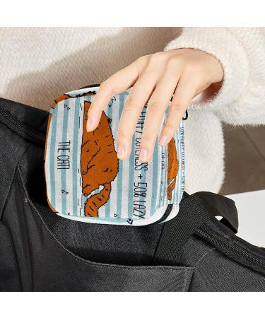 Cat Animal Stripe Menstrual Cup Pouch & Sanitary Pad Organizer - Multicolored - Buy Online on GoSupps.com