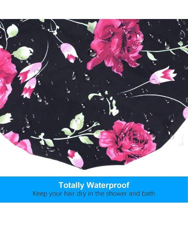 Waterproof Reusable Shower Cap for Women with Long Hair - Adjustable, Washable, Breathable - Black - Buy Online on GoSupps.com