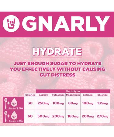 Gnarly Nutrition Hydrate Electrolyte Powder Raspberry Exercise Hydration Drink Mix NSF Contents Certified Electrolyte Solution Performance & Recovery Raspberry 14.10 oz Raspberry Bag (40 Servings) - Buy Online on GoSupps.com