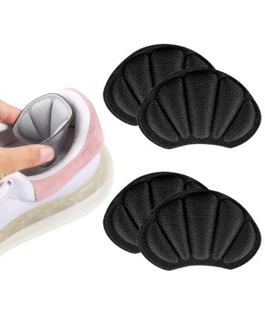 2 Pairs Heel Cushion Inserts RFWIN Sport Shoes Pads Self-Adhesive Heel Cushion Pads Anti-Slip for Shoes Too Big Women Men Foot Cushions Pads for High Heels Shoes Leather Shoes Beige (Black) 2Pairs Black