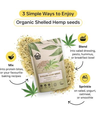 Earth's Basket Organic Shelled Hemp Seeds 250g - High Protein Superfood - Buy Online on GoSupps.com