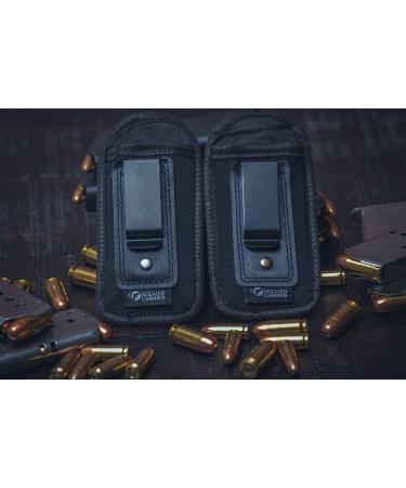 2-Pack Universal Magazine Holster IWB Clip | Fits Glock, Sig, S&W, 1911 | For 9mm .40 .45 Caliber | Fits Any 7 10 15 Round Clips | Gun Ammo Holster - Buy Online on GoSupps.com