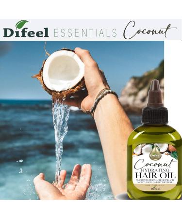 Difeel Essentials Hydrating Coconut Hair Oil 2.5 oz - Anti-Frizz Nourishing Moisture & Shine Boost for Healthy Hair | International Shipping Available - Buy Online on GoSupps.com