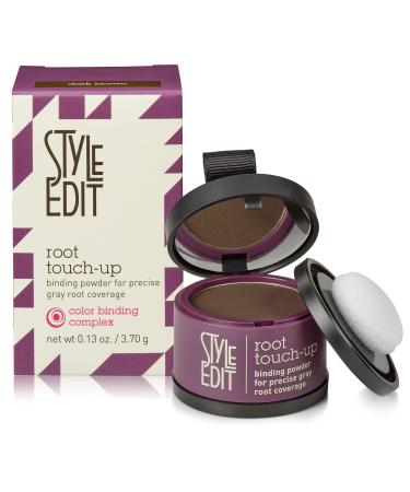 Root Touch Up Powder by Style Edit | Root Cover Up Hair Color for Gray Hair Coverage | Root Concealer for Dark Brown Hair | Mineral Infused Binding Hairline Powder DARK BROWN 1 Pack