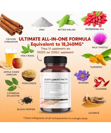 Berberine 8000mg with Cinnamon Apple Cider Vinegar & Turmeric - 150 Count Wellness Support | Made in USA - Buy Online on GoSupps.com