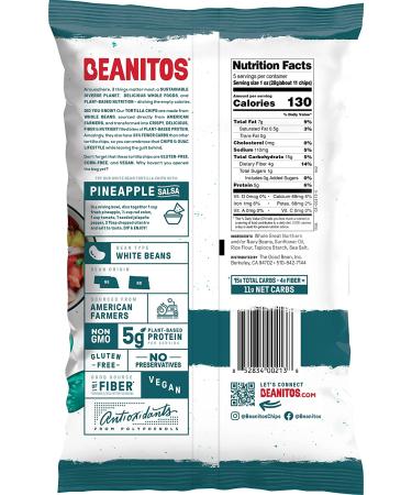 Beanitos White Bean Chips - Vegan, Gluten-Free, 5 Oz, Pack of 6 - Restaurant Style Snack - Buy Online on GoSupps.com