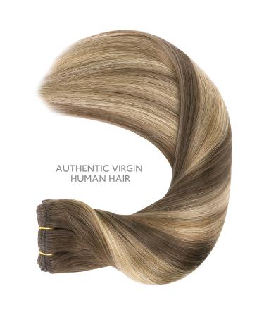 40cm 80g Balayage Chocolate Brown to Caramel Blonde Real Hair Extensions | Sew In Tresses Weft - Premium Quality - Buy Online on GoSupps.com