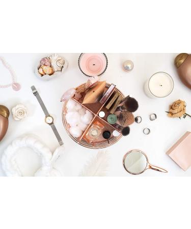 Rosework Rose Gold Makeup Brush Holder - 4 Compartment Organizer for Vanity, Cosmetic Brush Storage and Skincare - Round Design - Buy Online on GoSupps.com