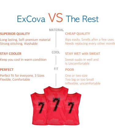 ExCova Premium Scrimmage Practice Vests - Pack of 12, Adult & Youth Sizes, X-Large Red - Buy Online on GoSupps.com