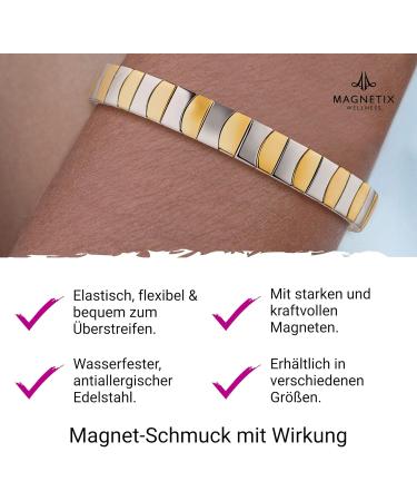 Magnetix Wellness Flexi Magnet Hard Tab Classix I Magnetic Jewelry - Bicolor Gold/Silver High Gloss Polished Perfect Fit for Swollen Wrists (XXL) - Buy Online on GoSupps.com