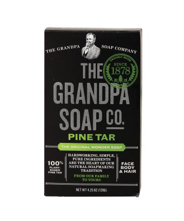 Pine Tar Bar Soap by The Grandpa Soap Company | The Original Wonder Soap | 3-in-1 Cleanser  Deodorizer & Moisturizer | 4.25 Oz. Pine 4.25 Ounce (Pack of 1)