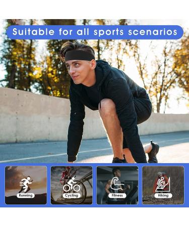 WLLHYF 3 Pcs Non-Slip Yoga Headbands Set for Women - Black White Gray Head Wraps for Workout, Pilates, Running - Soft Cotton Fabric Sweat Hairbands - Buy Online on GoSupps.com