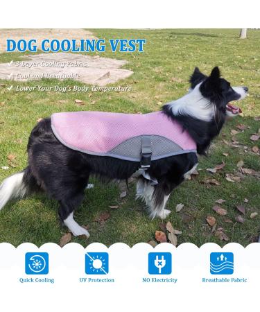 TVMall Dog Cooling Vest - Breathable Mesh Jacket for Summer | Adjustable Reflective Stripes | Comfortable Coat for Large Medium & Small Dogs - L Pink - Buy Online on GoSupps.com