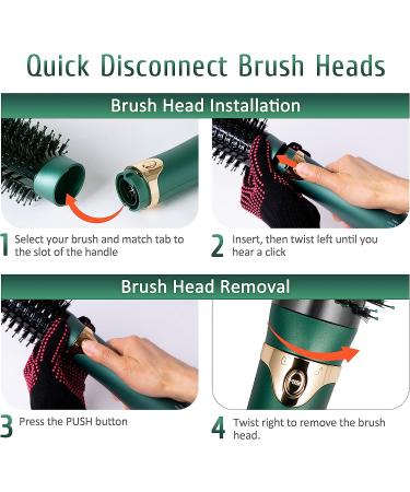 Professional Hot Air Brush for Women - 2-in-1 Hair Dryer and Styler with Interchangeable Heads - Perfect for Curling, Straightening, and Volumizing - Ideal for All Hair Types - Buy Online on GoSupps.com