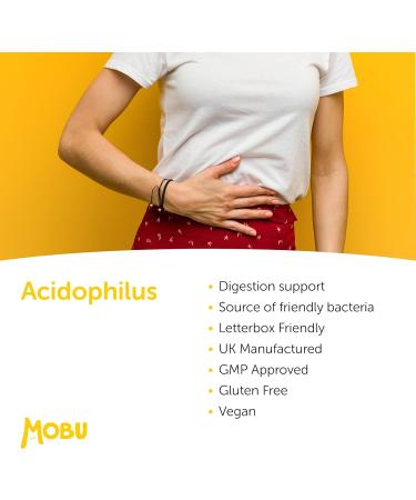 MOBU Acidophilus Lactobacillus Probiotic - 500 Million CFU - Supports Gut Health & Digestion - Reduce Bloating - 120 Tablets (UK Made, GMP Approved) - Buy Online on GoSupps.com