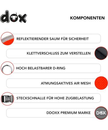 DDOXX Air Mesh Breast Harness - Reflective Step-In for Small to Medium Dogs | Multiple Colors | Fits Chest 38-43 cm - Buy Online on GoSupps.com