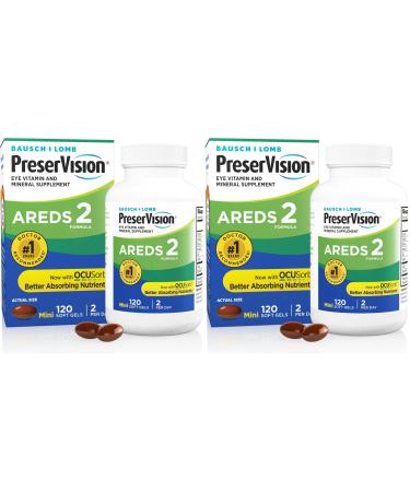 PreserVision AREDS 2 Eye Vitamin & Mineral Supplement, Contains Lutein, Vitamin C and E, Zeaxanthin, Zinc 120 Softgels (Packaging May Vary) (Pack of 2) AREDS 2 120 Count (Pack of 2)
