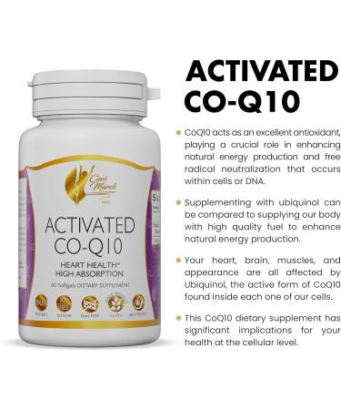 Activated CO-Q10 by Coco March - Heart Health Support & Natural Energy - Gluten Free Soy Free - 60 Softgels - Buy Online on GoSupps.com