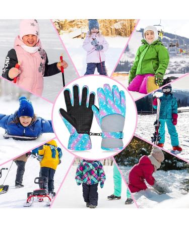 Ausletie Kids Waterproof Winter Snow Gloves - Blue Unicorn | Warm Snowboard Gloves for Girls | Outdoor Ski Gloves for Children - Buy Online on GoSupps.com