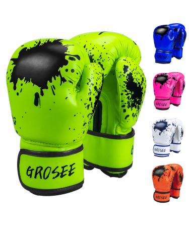 Kids Boxing Glove 6oz 8oz, Youth, Boys and Girls Training Sparring Gloves for Punching Bag, Kickboxing, Muay Thai, MMA, UFC, Gift for Age 6-15 Years Green 6 oz (45-80 lbs)