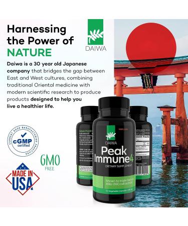 Daiwa Peak Immune 4 Natural Immune System Booster with RBAC Rice Bran and Shiitake Mushroom Extract - Regular Strength - Buy Online on GoSupps.com