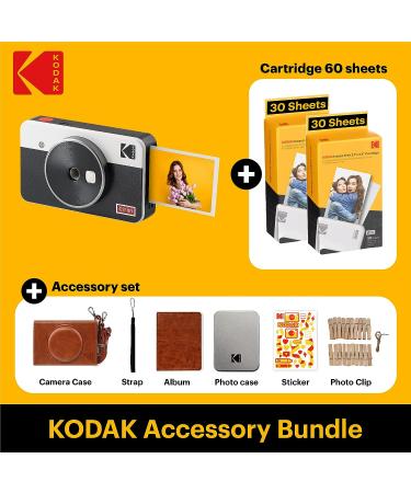KODAK Mini Shot 2 Retro 4PASS 2-in-1 Instant Camera Printer Bundle - White (68 Sheets + Accessories) - Buy Online on GoSupps.com