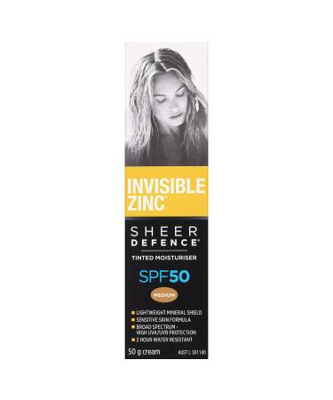 Invisible Zinc Sheer Defence Medium SPF 50 Daily Moisturizer - 50g - Buy Online on GoSupps.com