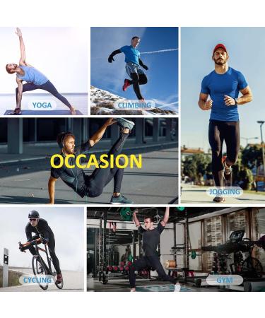 BALEAF Men's Yoga Leggings Running Tights with Pockets | Black/Blue Athletic Compression Pants | Small - Buy Online on GoSupps.com