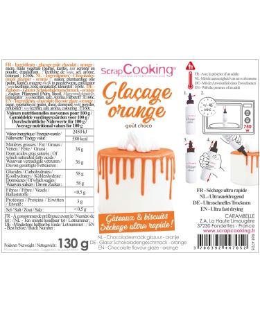 ScrapCooking Drip Cake Glaze Orange 130g | Quick-Drying Decoration for Cakes Pies & Donuts - Perfect for Birthdays & Halloween - Buy Online on GoSupps.com